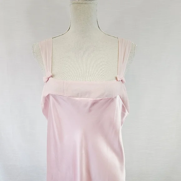 Vintage Nordstrom Lingerie 100% Silk Bow Slip Dress XL - Picture 2 of 9